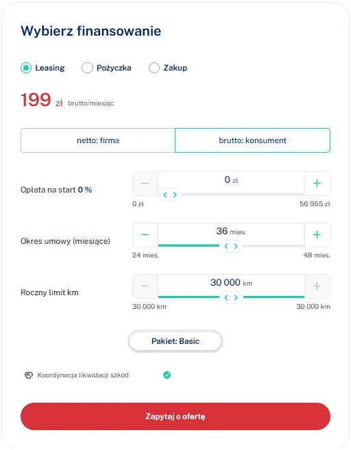 kalkulator finansowania auta