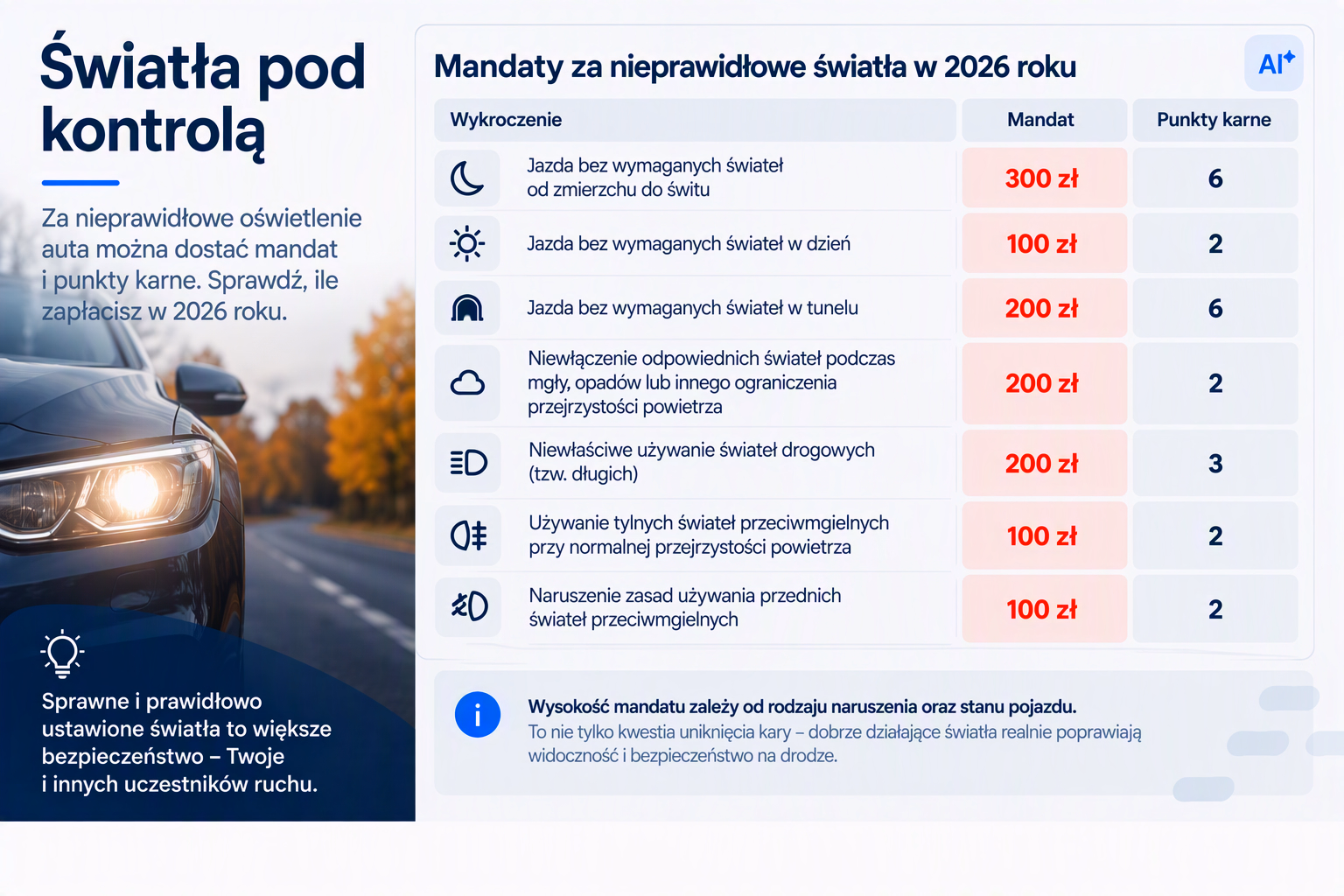 Wykaz mandatów za reflektory w 2026 roku