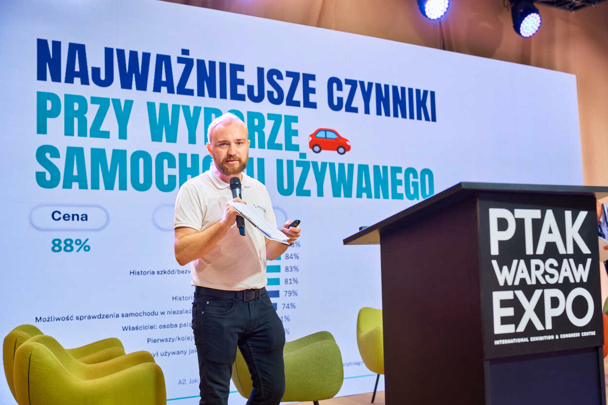 Paweł Czmil z Automarketu na wystąpieniu podczas Warsaw Motor Show 2026